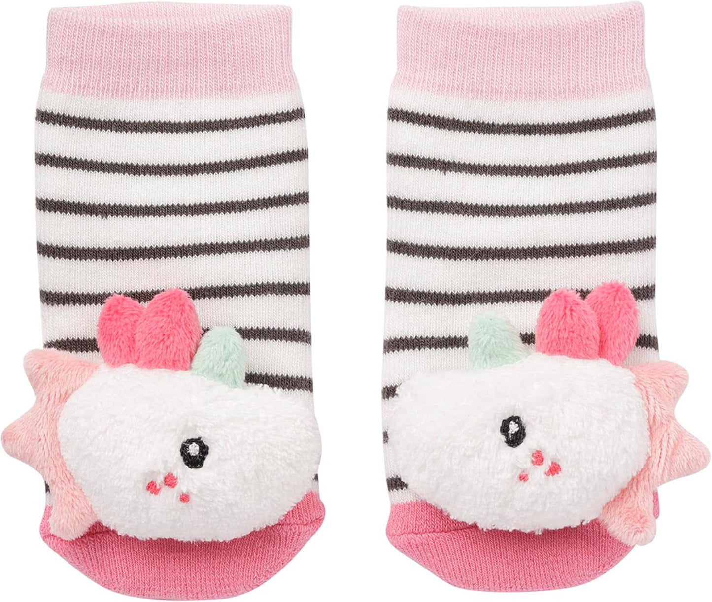 Fehn guanto da gioco safari - pupazzi da dito scimmia ed elefante e calzini a campana unicorno - calzini per bambini con funzione campana e testa di unicorno - stimolano le capacità motorie e i sensi Bebe Toys Naty Shop
