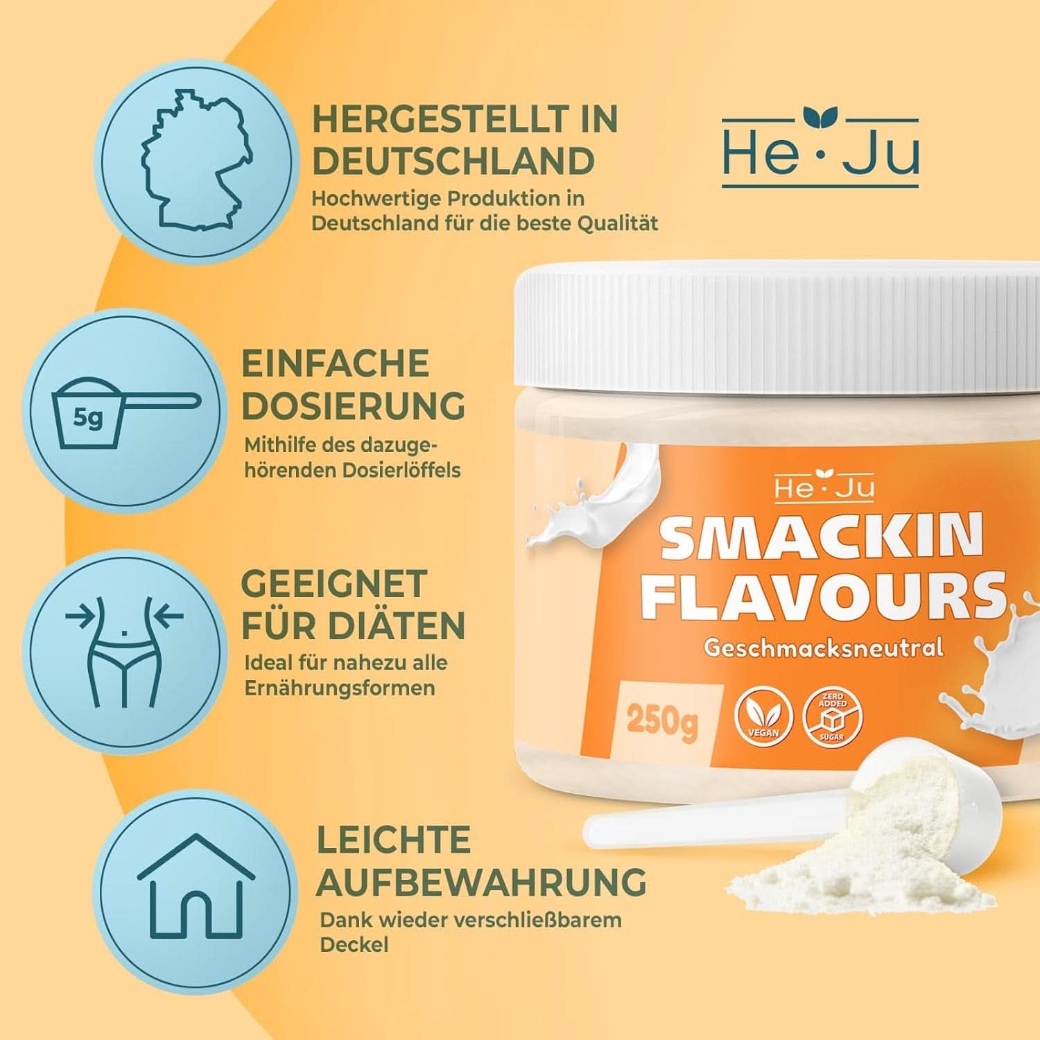 He-Ju, Polvere dal sapore neutro, 250 grammi Aromas Naty Shop