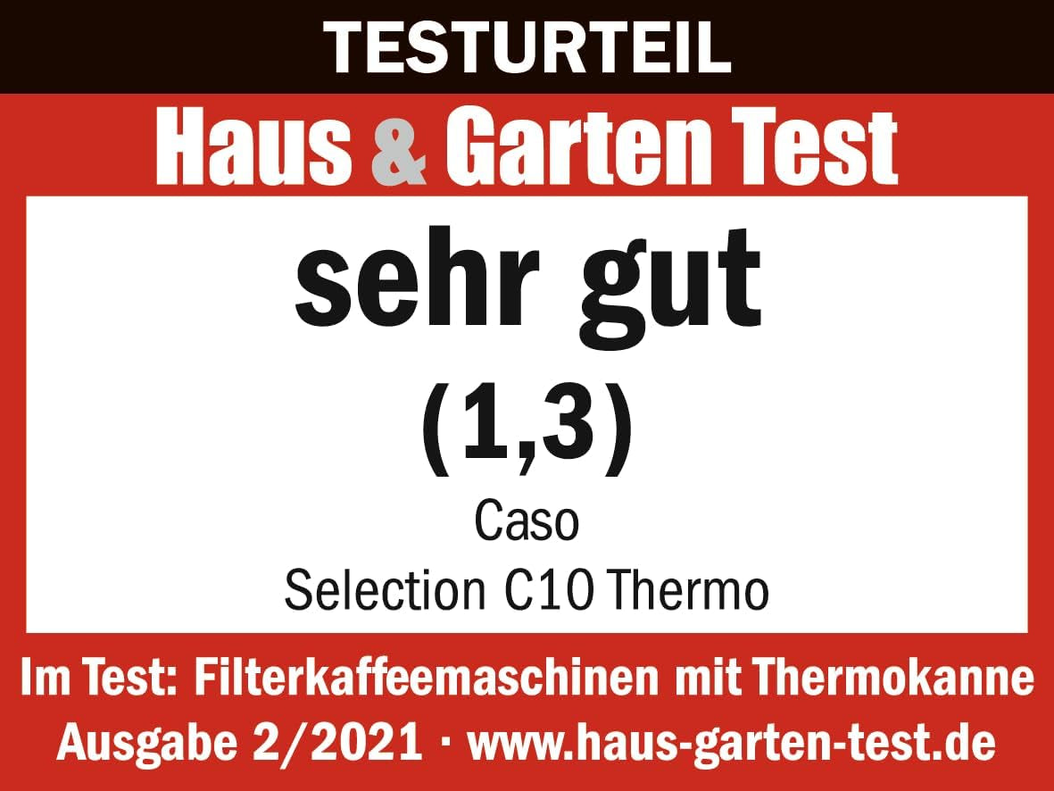 Caffettiera CASO Selection C 10 Thermo Design – Corpo in acciaio inox, caraffa isotermica da 1,2 l (10 tazze), comandi touch e timer, funzione Aroma PLUS, filtro permanente, filtro antigoccia