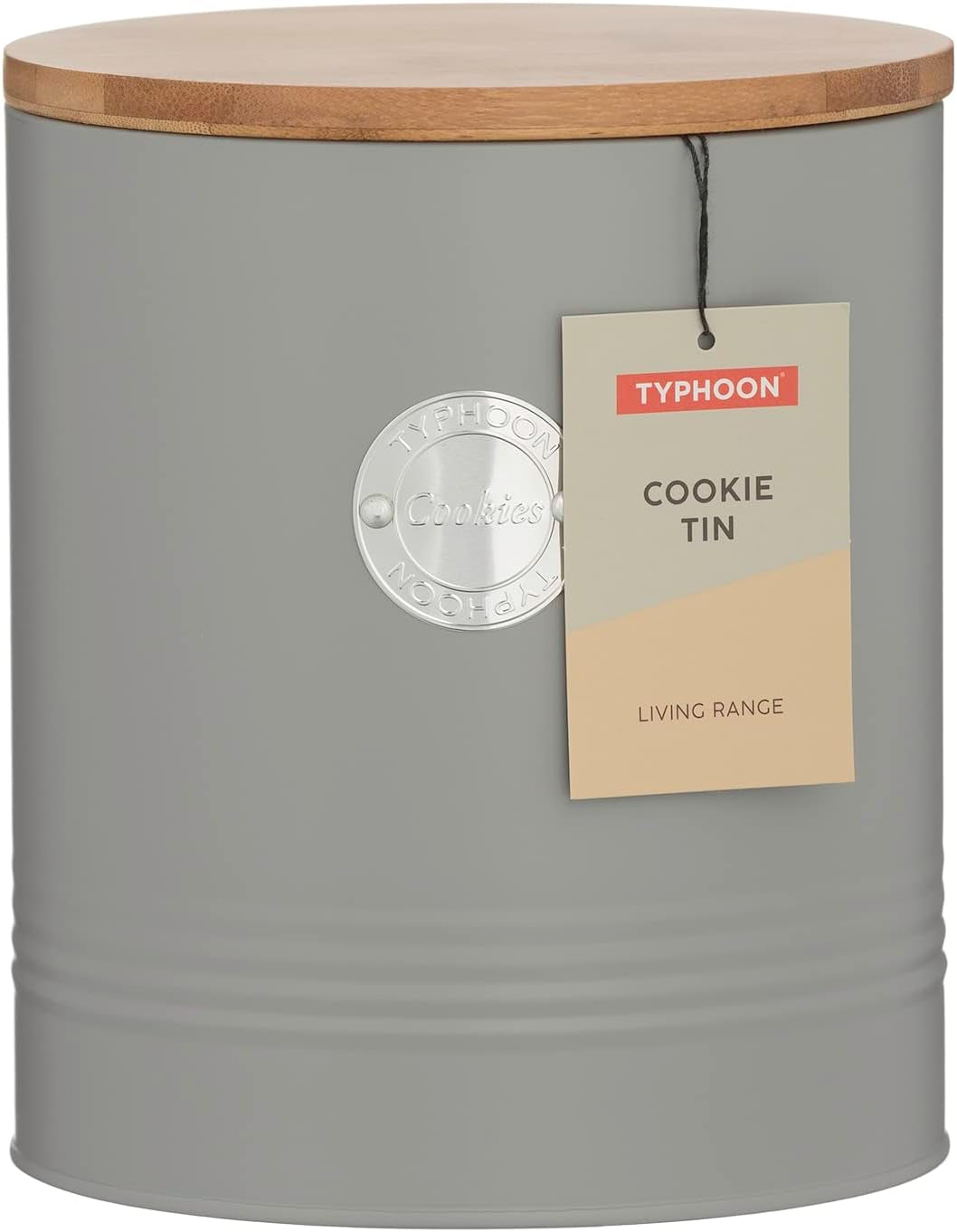 Collezione LIVING, biscottiera con coperchio | grigio pastello | Scatola per biscotti da 3,4 litri | barattolo di biscotti in acciaio con coperchio | Barattoli ermetici in bambù con coperchio Scatole per alimenti Naty Shop