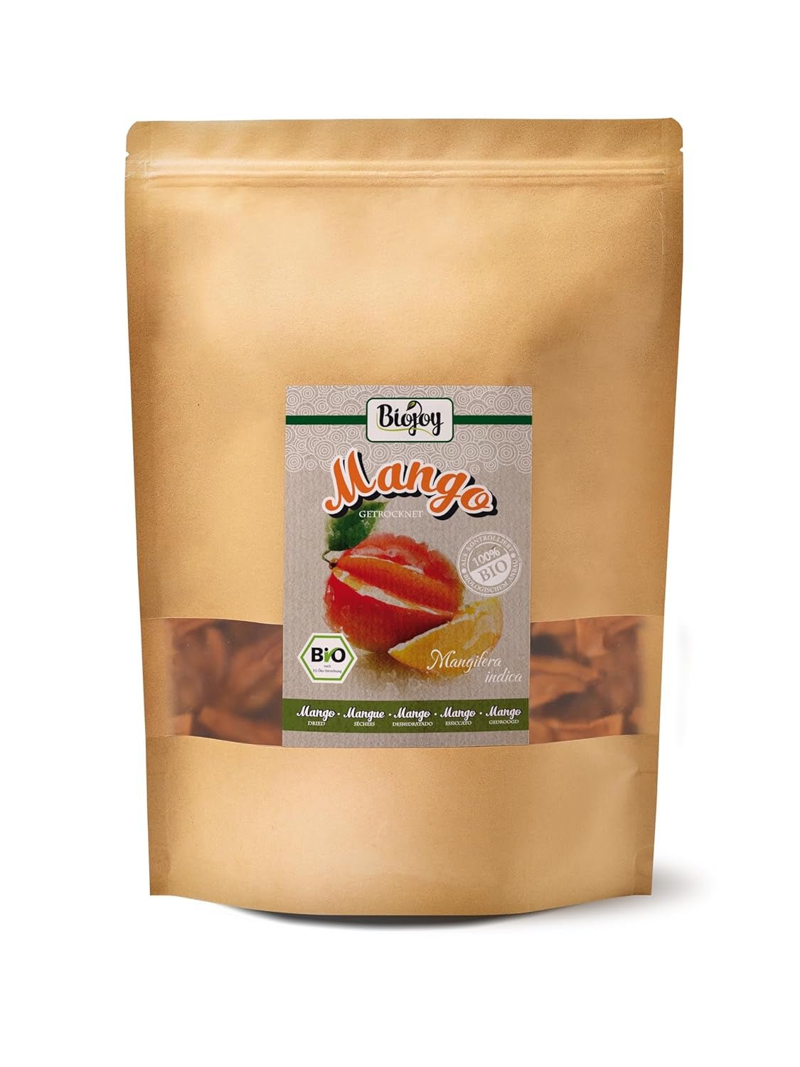 Biojoy Mango essiccato BIO (1 kg), non solforato Naty Shop prodotti disidratati 1 kg (1 confezione)