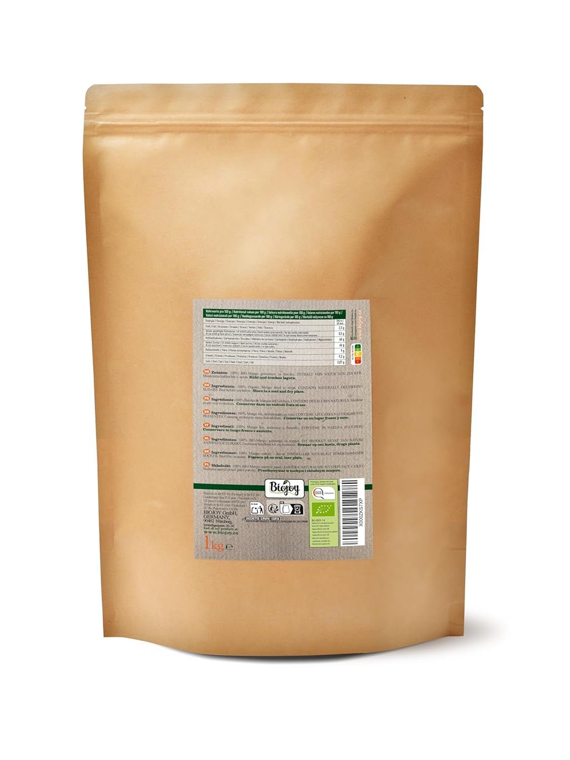 Mango essiccato Biojoy BIO (1 kg), prodotti disidratati Naty Shop non solforati