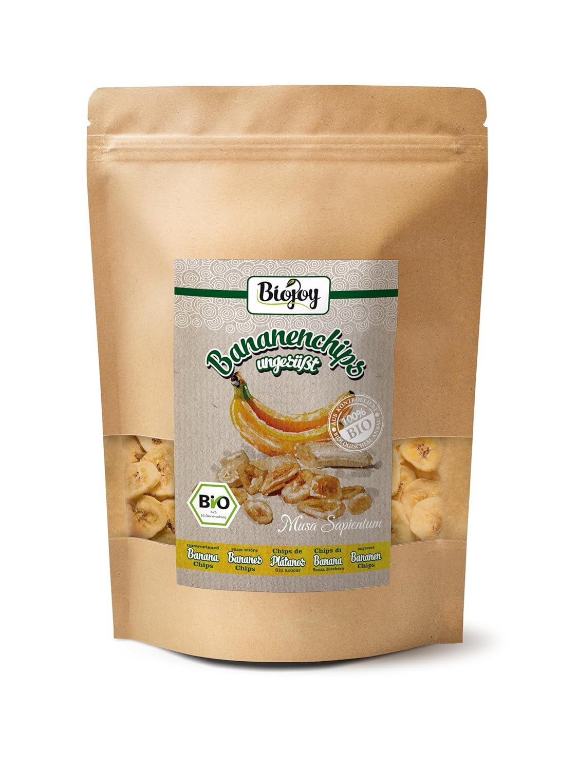 Biojoy chips di banana biologica (500 g), essiccate e non solforate Prodotti disidratati Naty Shop 250 G