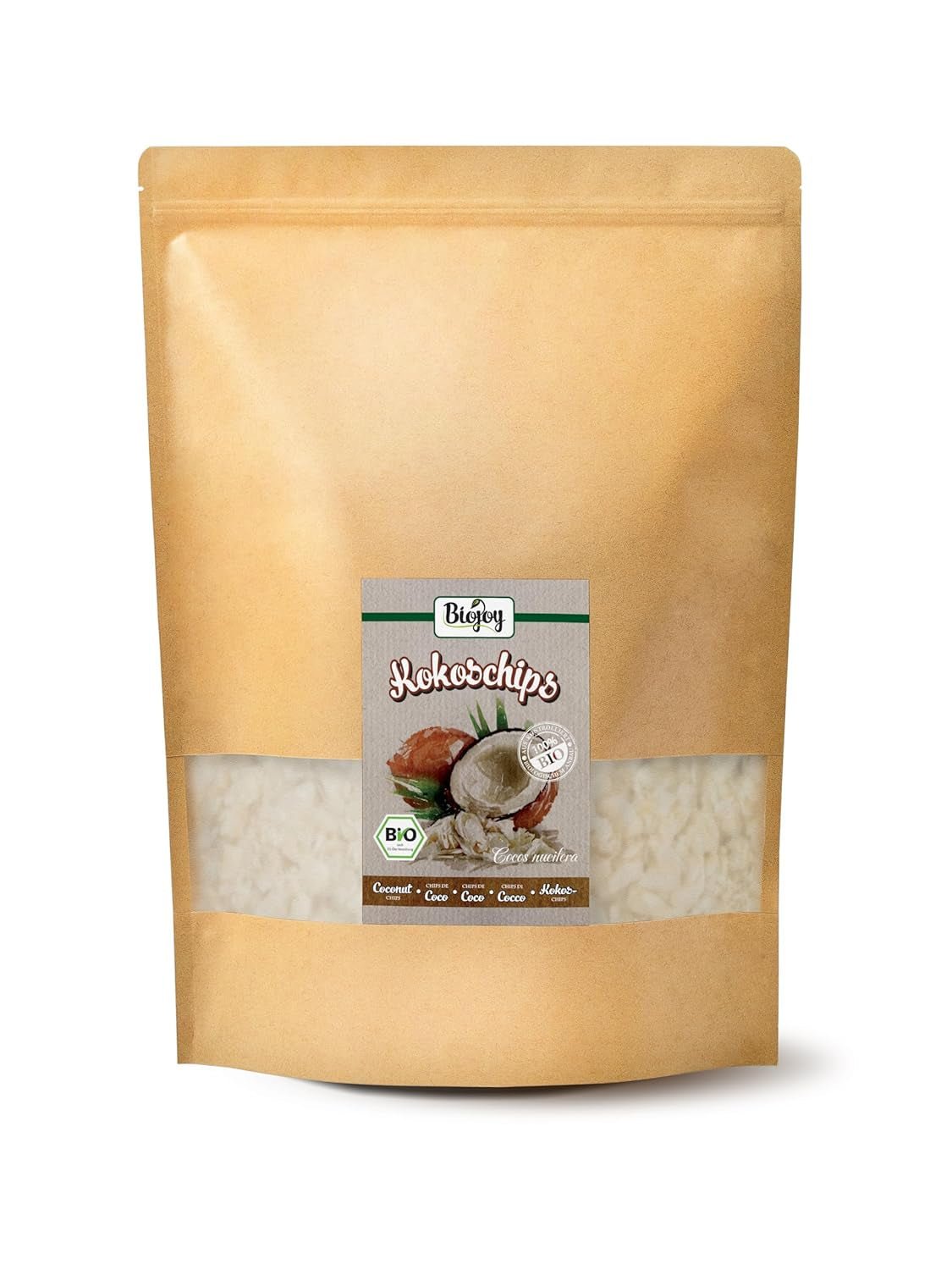 Biojoy scaglie di cocco essiccato biologico (1 kg), prodotti disidratati non zuccherati e non fritti Naty Shop 1 kg (1 confezione)