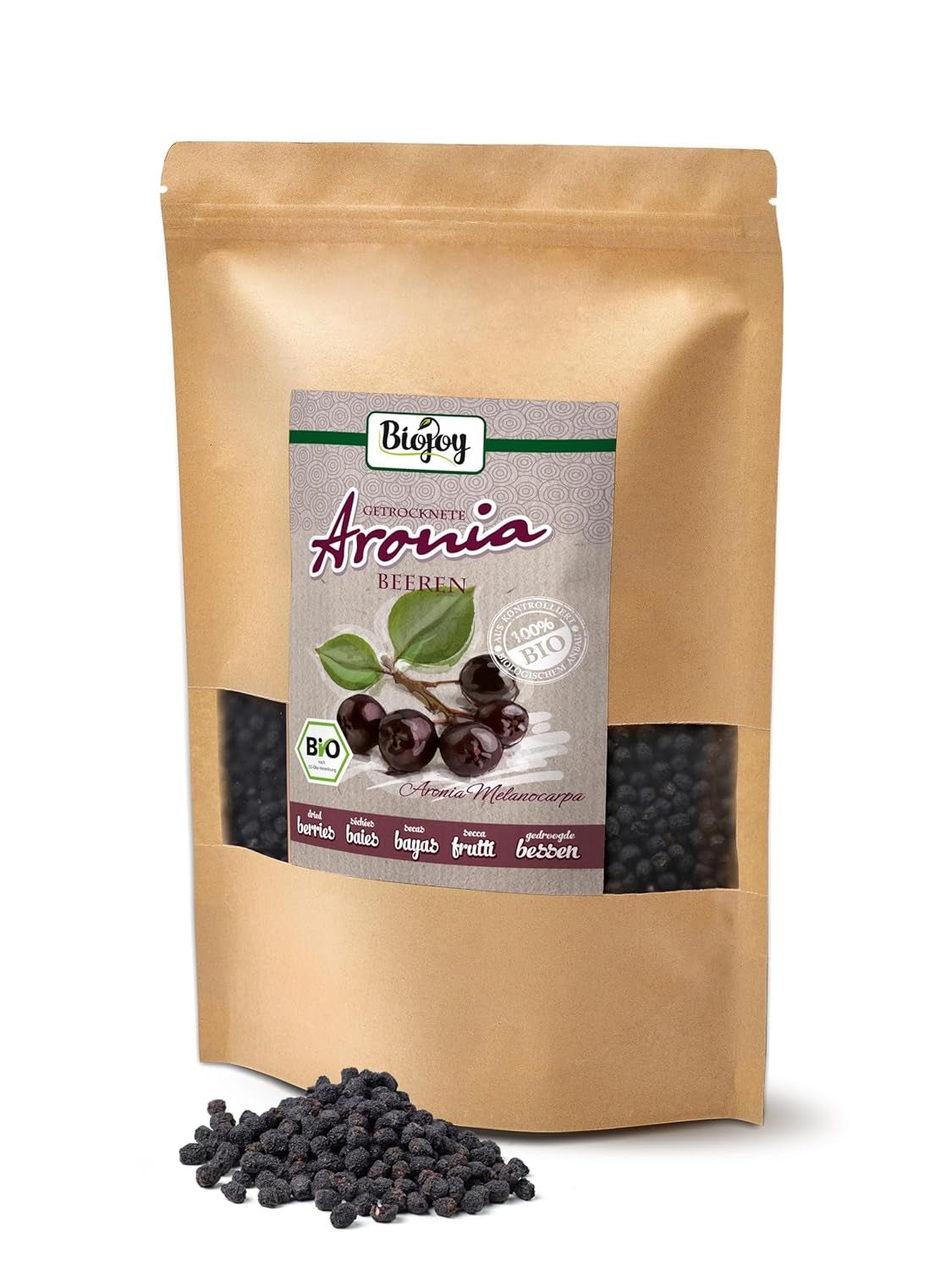 Frutti di Aronia Biologici Biojoy (1 kg), secchi e interi (Aronia melanocarpa) Prodotti disidratati Naty Shop