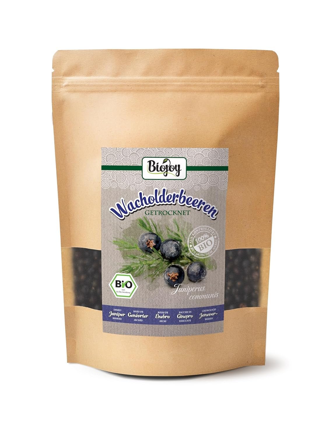 Frutti di ginepro biologico Biojoy (250 g), essiccati e interi, senza additivi (Juniperus communis) Prodotti disidratati Naty Shop 250 G