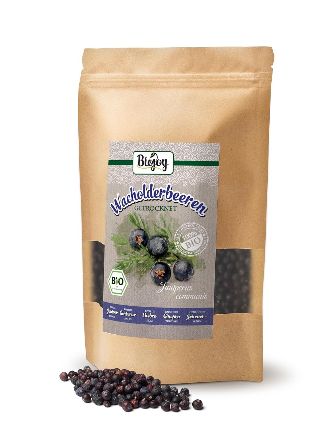 Frutti di ginepro biologico Biojoy (250 g), essiccati e interi, senza additivi (Juniperus communis) Prodotti disidratati Naty Shop