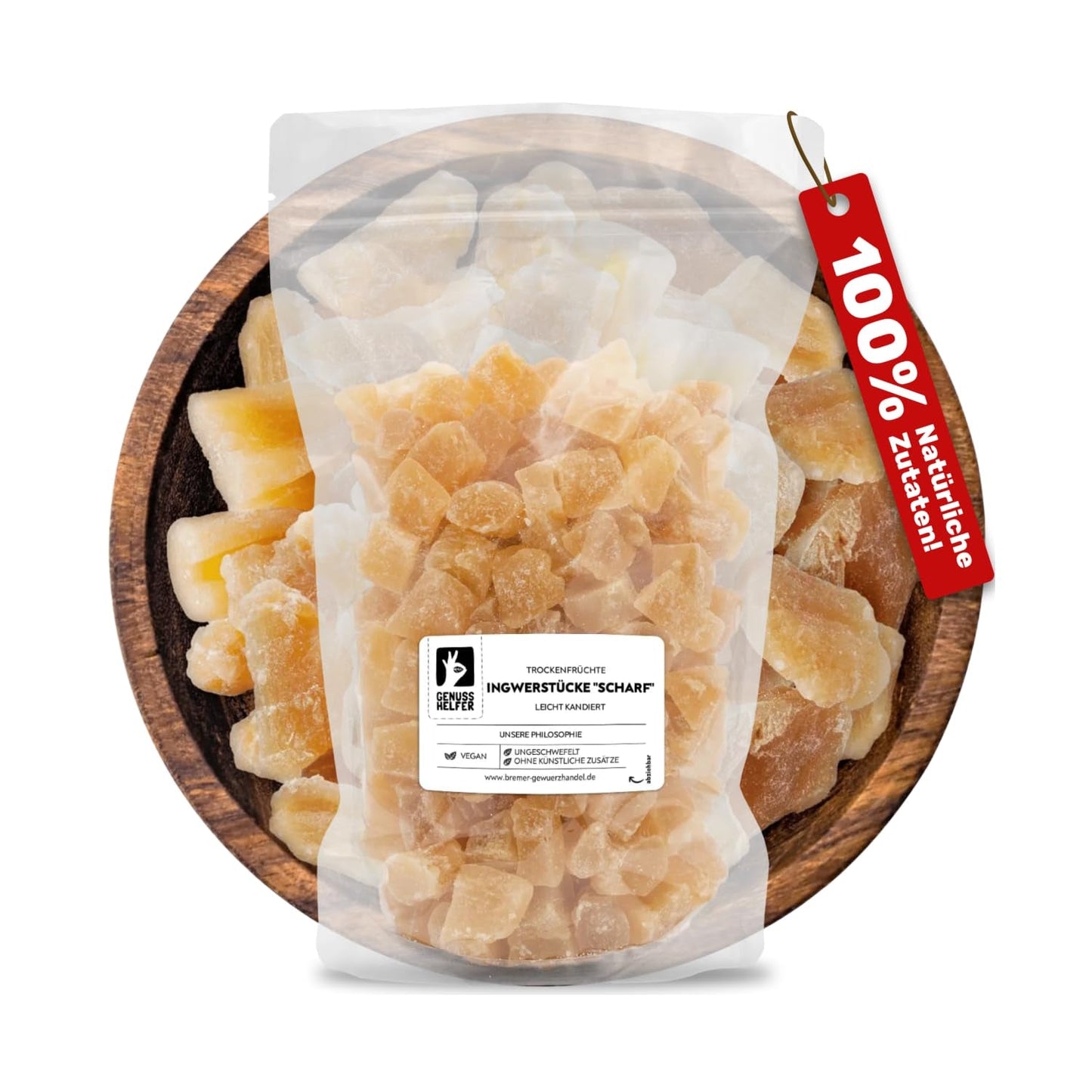 Bremer Gewürzhandel zenzero, pezzi di frutta secca speziata, aromatica, speziata, non solforata, 1kg Prodotti secchi Naty Shop 1kg (1 confezione)