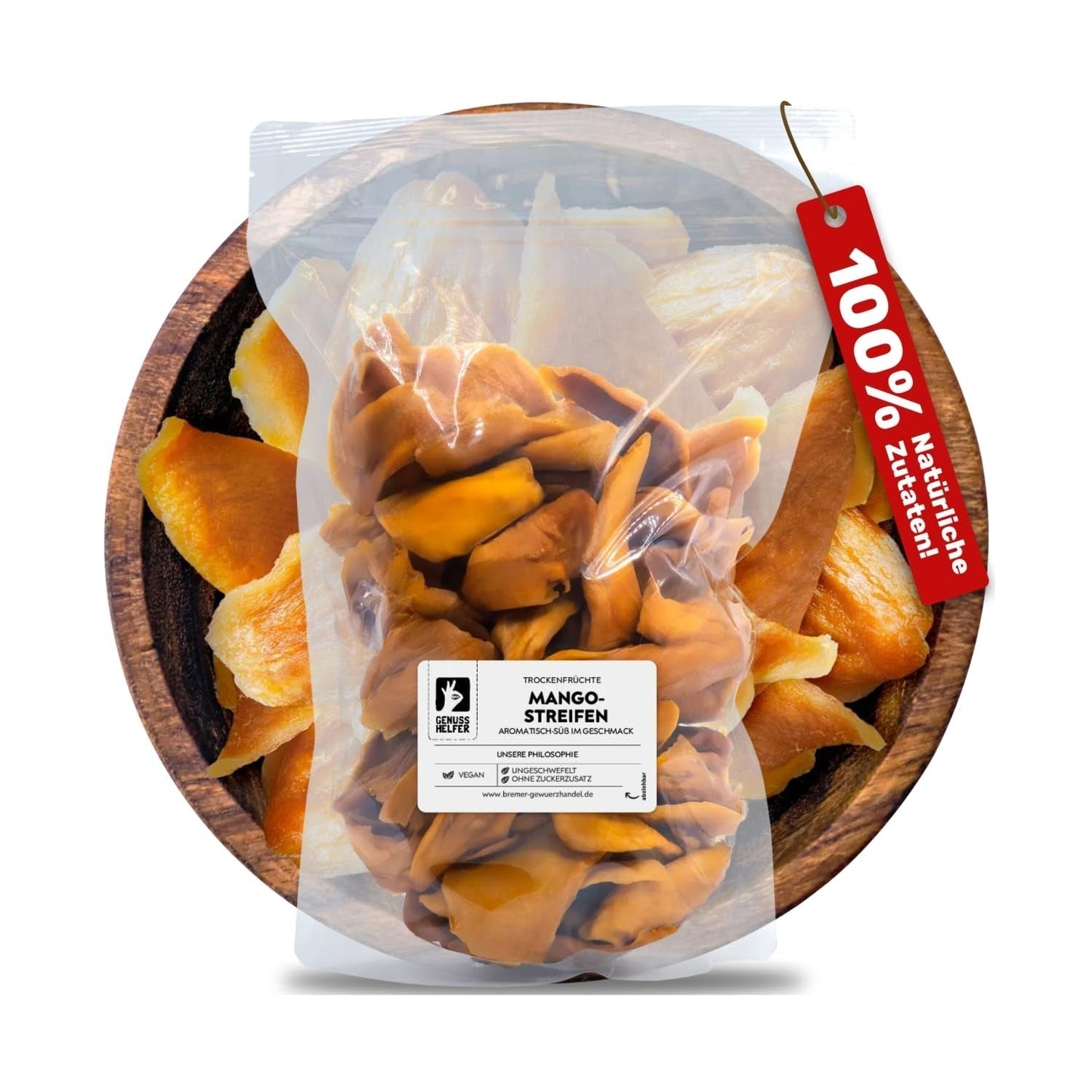 Mango Bremer Gewürzhandel, strisce di mango essiccato, non solforato, senza zuccheri aggiunti, 1kg Prodotti disidratati Naty Shop 1kg (1 confezione)