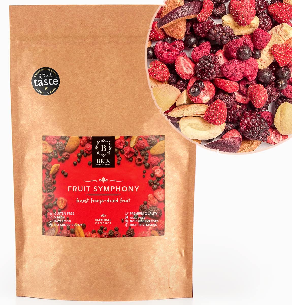 BRIX frutta liofilizzata | Miscela naturale di frutta secca 115g | Premio Gran Gusto per la Frutta Secca | Non OGM, Senza Glutine, Vegano, Vitamine Trattenute Naty Shop Prodotti disidratati Titolo predefinito