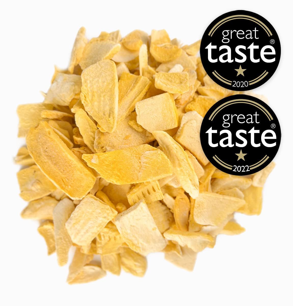 BRIX Mango liofilizzato | Fette di mango essiccato al naturale 95 g | Frutta secca del Great Taste Award, mango liofilizzato | Prodotti disidratati Naty Shop, senza OGM, senza glutine, vegani e con vitamine trattenute
