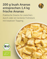 BUAH® Ananas liofilizzato | Chips di ananas come spuntino o per muesli e dessert | Sostituto ideale per i dolci | Vegano e senza zuccheri aggiunti | 100% frutta liofilizzata | 200 g di prodotti disidratati Naty Shop