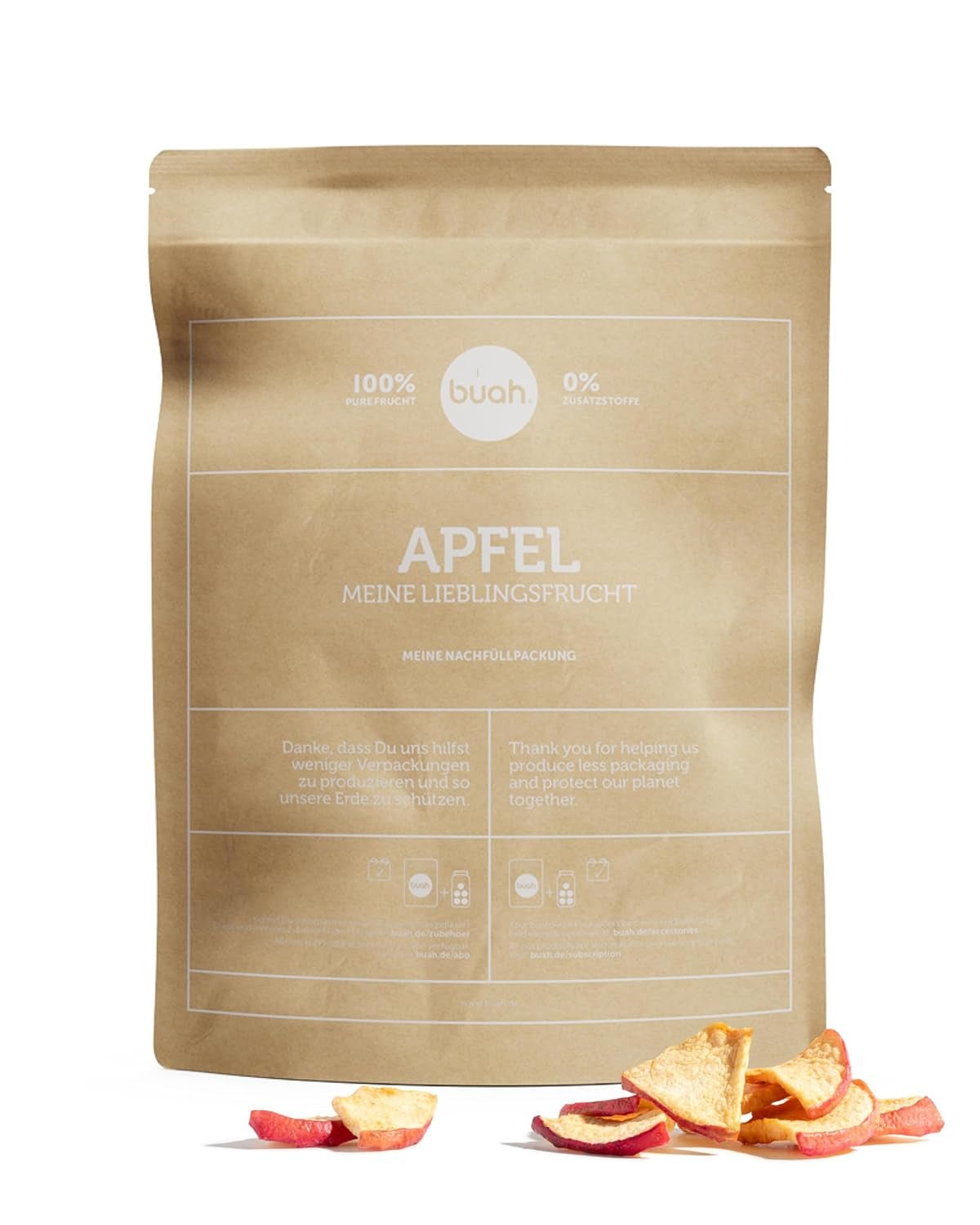 BUAH® Mele liofilizzate biologiche | Mele biologiche liofilizzate senza zuccheri aggiunti | 100% frutta liofilizzata (vegano senza glutine senza lattosio) | Snack ideale (110g) Prodotti disidratati Naty Shop 308 G