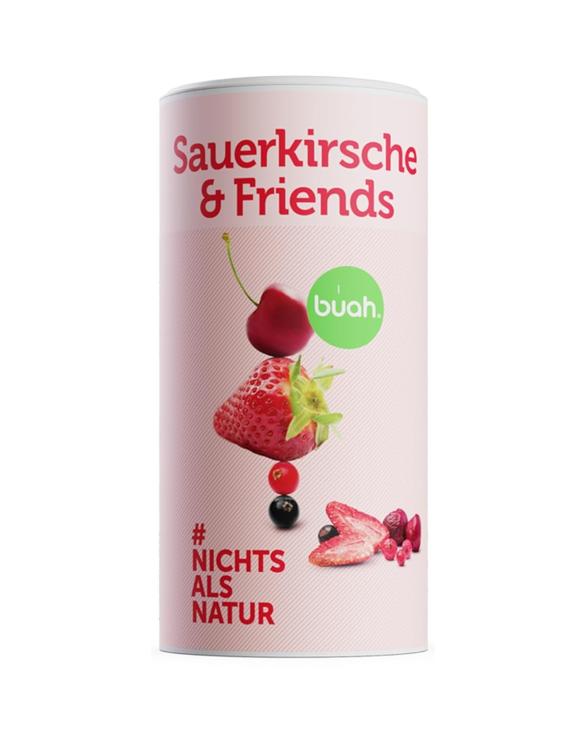 BUAH® Mix di frutta liofilizzata | ciliegie, fragole, ribes rosso e nero liofilizzate senza zuccheri aggiunti | 100% frutta | vegani, senza glutine, senza lattosio (128g) Prodotti disidratati Naty Shop Titolo predefinito