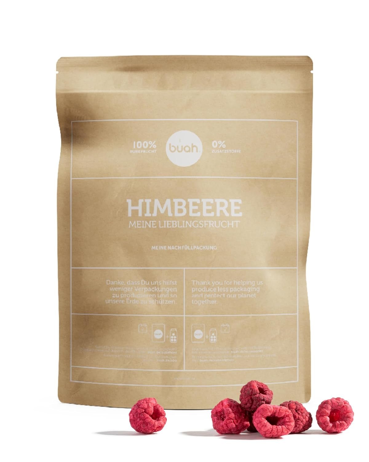 BUAH® Lampone liofilizzato biologico | chips di lamponi come spuntino, per muesli e dessert | sostituto ideale dei dolci | vegano e senza zuccheri aggiunti | 120g Naty Shop prodotti disidratati 224 G