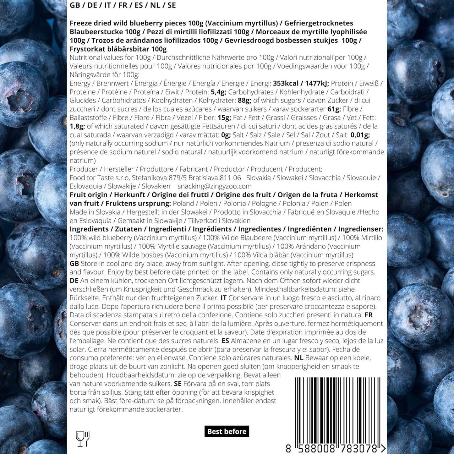Pezzi di mirtilli rossi secchi | 100% Mirtilli selvatici liofilizzati Vaccinium Myrtillus | Mirtillo selvatico in polvere Mirtillo frutto in polvere Liofilizzato Liofilizzato Mirtilli secchi Prodotti disidratati Naty Shop