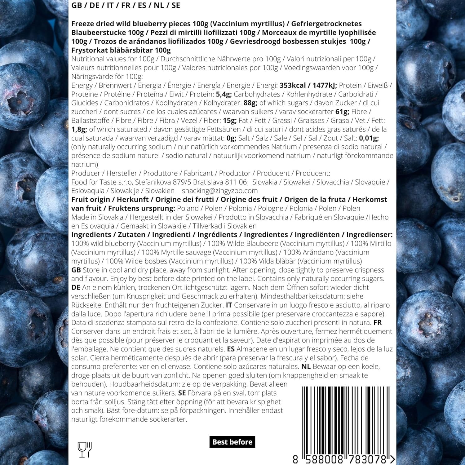 Pezzi di mirtilli rossi secchi | 100% Mirtilli selvatici liofilizzati Vaccinium Myrtillus | Mirtillo selvatico in polvere Mirtillo frutto in polvere Liofilizzato Liofilizzato Mirtilli secchi Prodotti disidratati Naty Shop