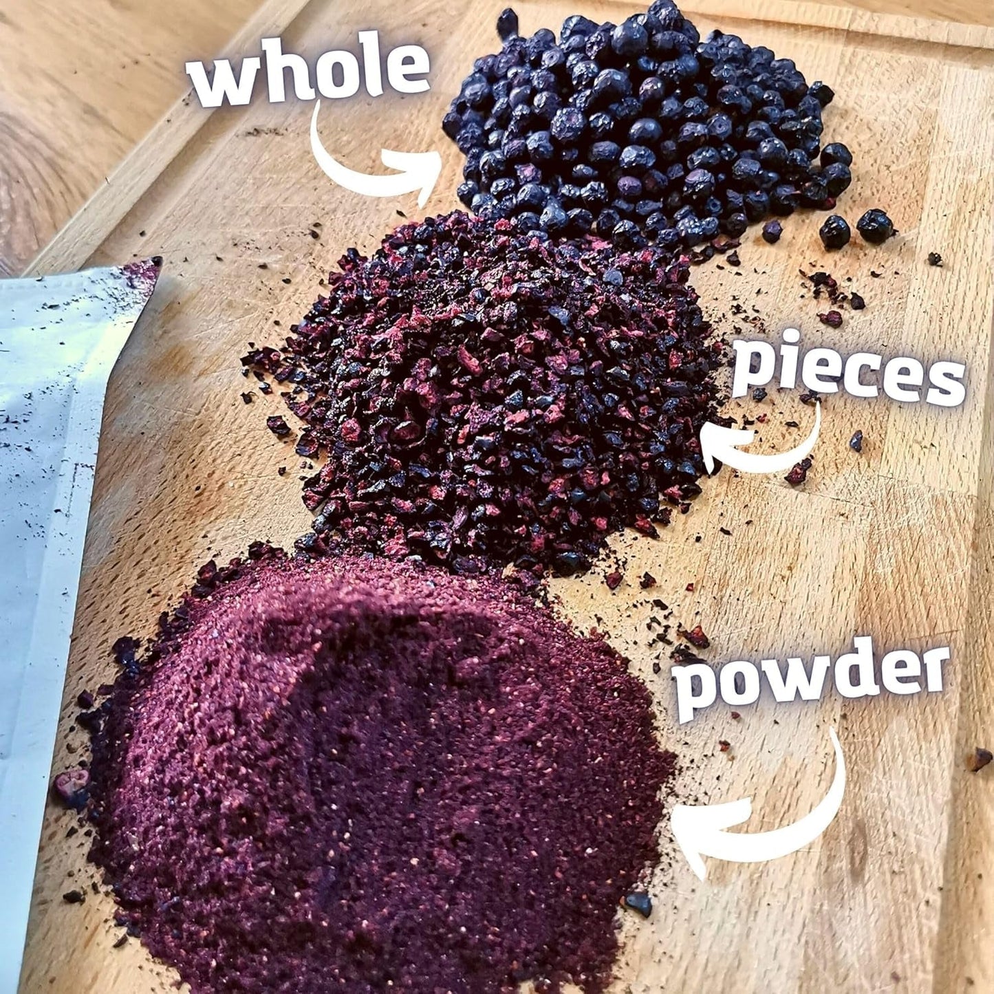 Pezzi di mirtilli rossi secchi | 100% Mirtilli selvatici liofilizzati Vaccinium Myrtillus | Mirtillo selvatico in polvere Mirtillo frutto in polvere Liofilizzato Liofilizzato Mirtilli secchi Prodotti disidratati Naty Shop
