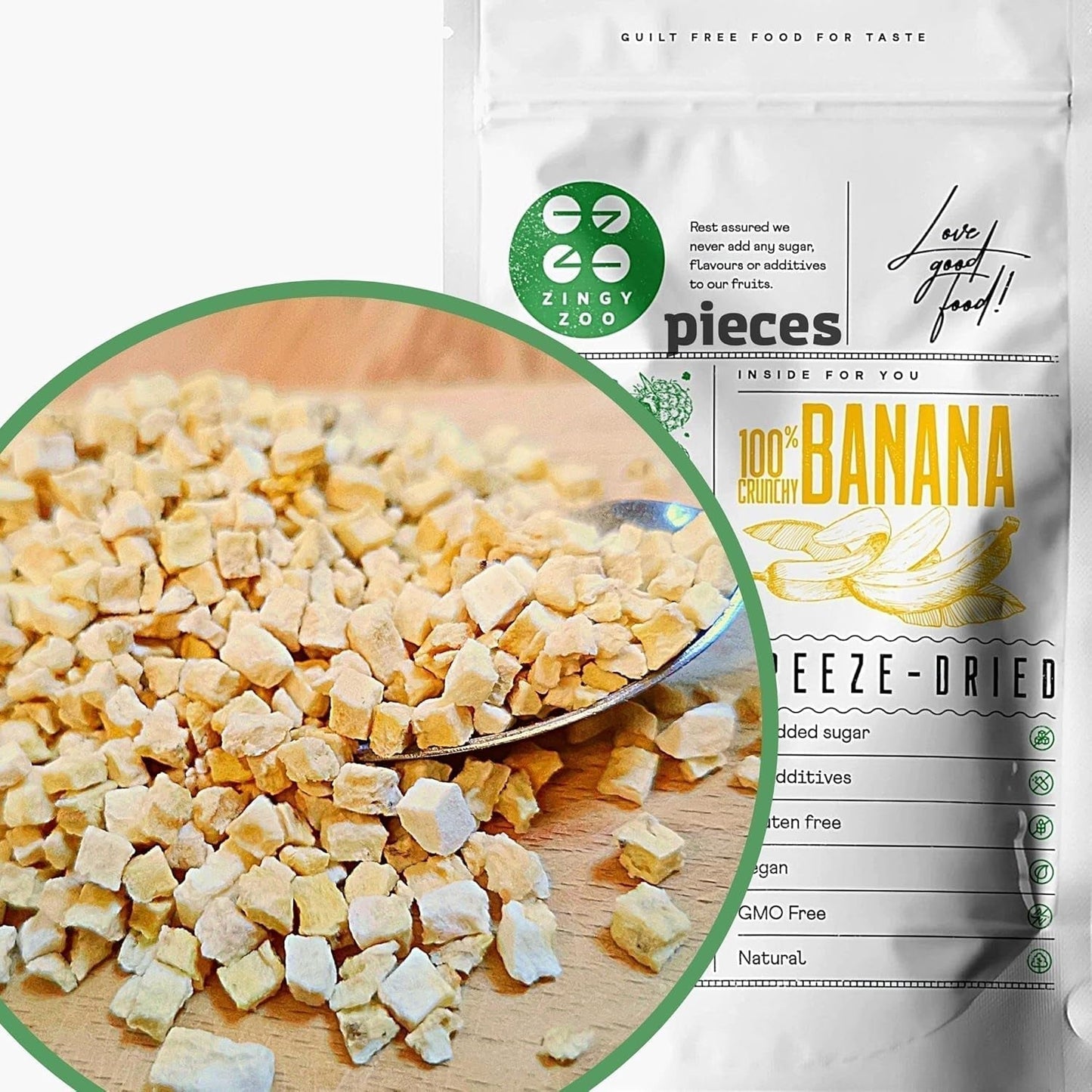 Pezzi di banana liofilizzata | Banane secche senza zucchero | Banane liofilizzate Banane con frutta secca | Banane fresche liofilizzate | Frutta liofilizzata Pezzi di banana Prodotti disidratati Titolo predefinito di Naty Shop
