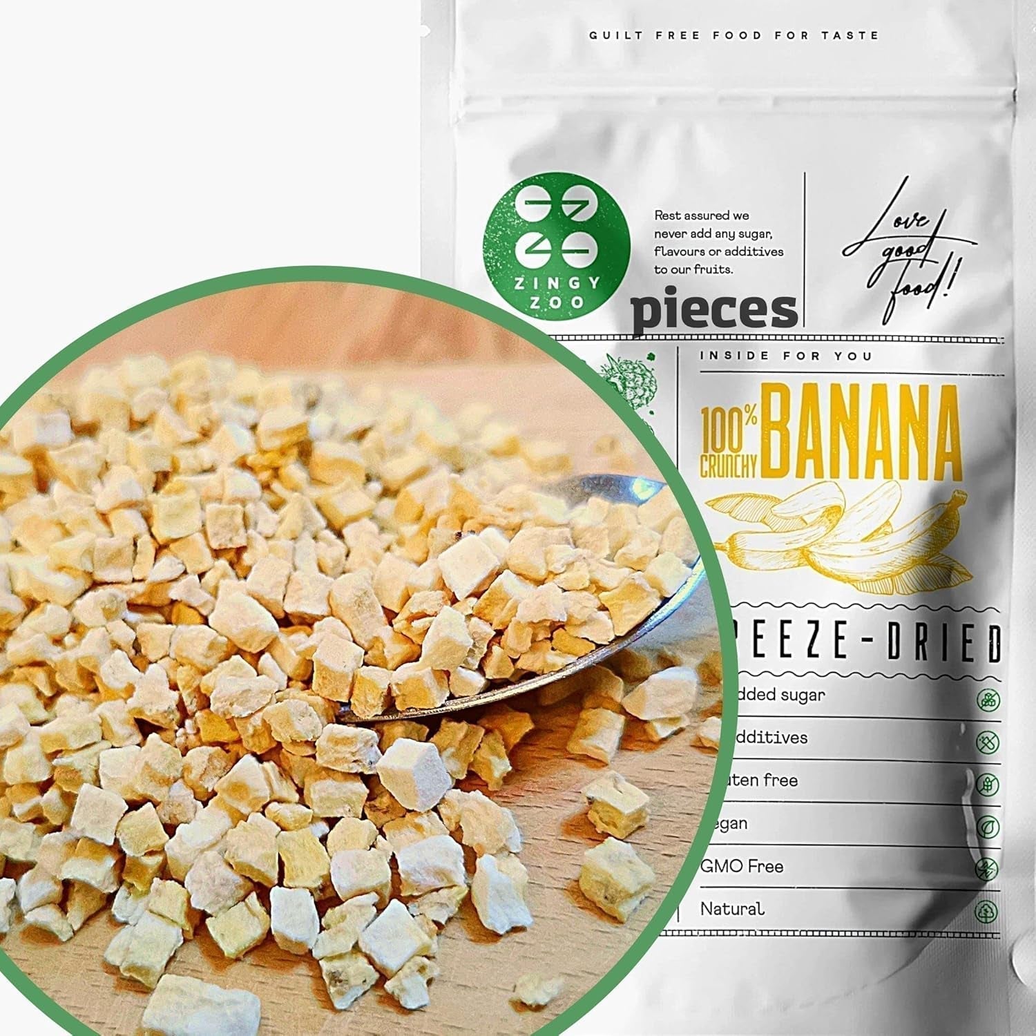 Pezzi di banana liofilizzata | Banane secche senza zucchero | Banane liofilizzate Banane con frutta secca | Banane fresche liofilizzate | Frutta liofilizzata Pezzi di banana Prodotti disidratati Titolo predefinito di Naty Shop