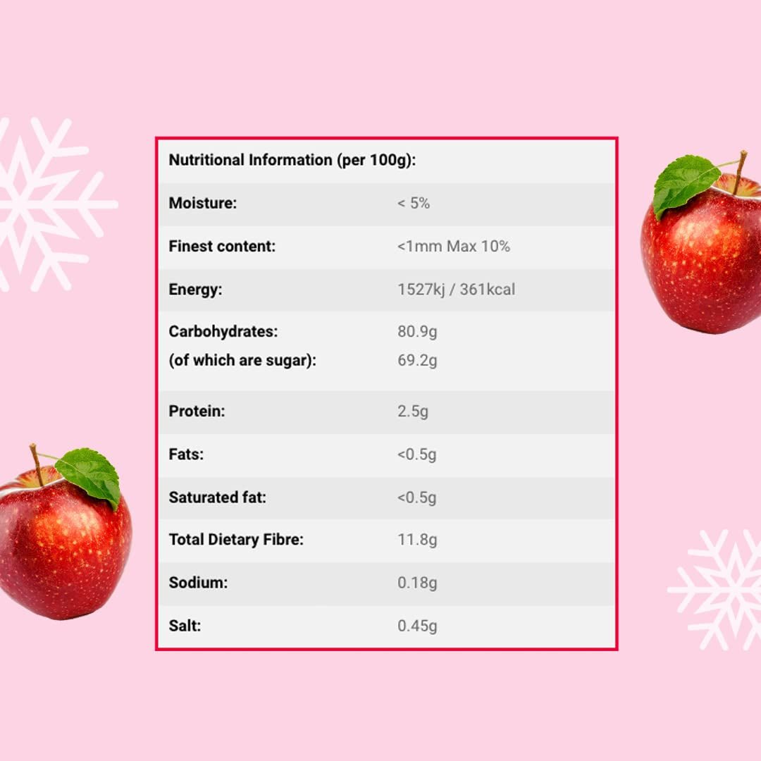 Pezzi di mela liofilizzata 100g - Frutta liofilizzata - Frutta secca liofilizzata - Mele essiccate - Perfetta per cuocere al forno, decorare torte, snack, muesli e dessert Prodotti disidratati Naty Shop