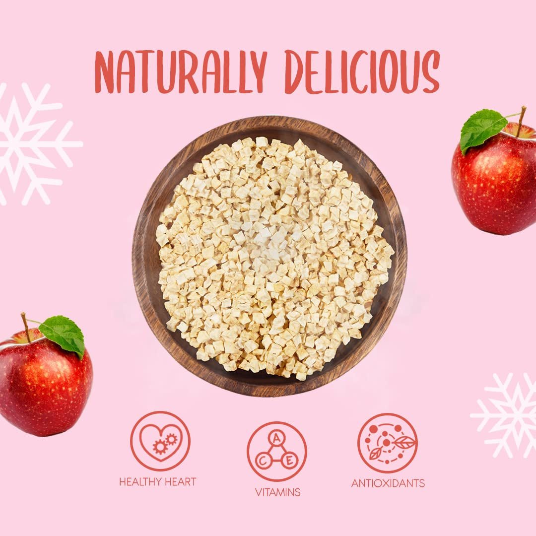 Pezzi di mela liofilizzata 100g - Frutta liofilizzata - Frutta secca liofilizzata - Mele essiccate - Perfetta per cuocere al forno, decorare torte, snack, muesli e dessert Prodotti disidratati Naty Shop