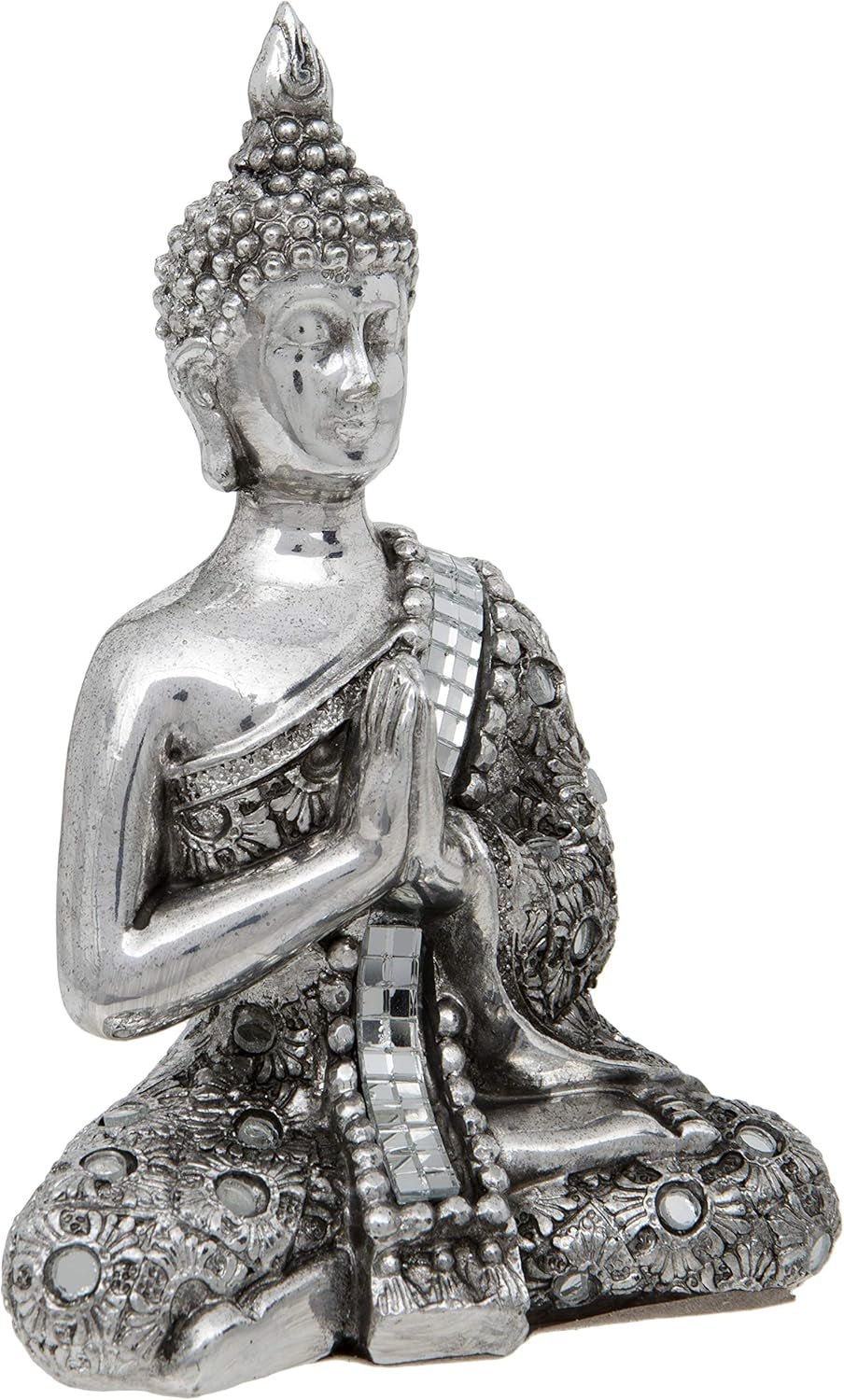 Buddha tailandese con mani Panno riflettente per meditazione in argento 13 cm Statuette e sculture in argento Naty Shop Titolo predefinito