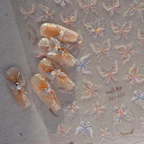 Glänzend Aurora Shell Schmetterling Nagelsticker Selbstklebend, Erleichterung Schmetterlinge Nail Sticker Rosa Laser Schmetterling Nagelaufkleber Für Frauen Nageldesign Zubehör Nagel Zubehör Nail Art