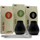 Set da tè Mate per due, biologico ● 2 tazze Mate + 2 bombillas + 300 g di tè Mate + istruzioni per la preparazione