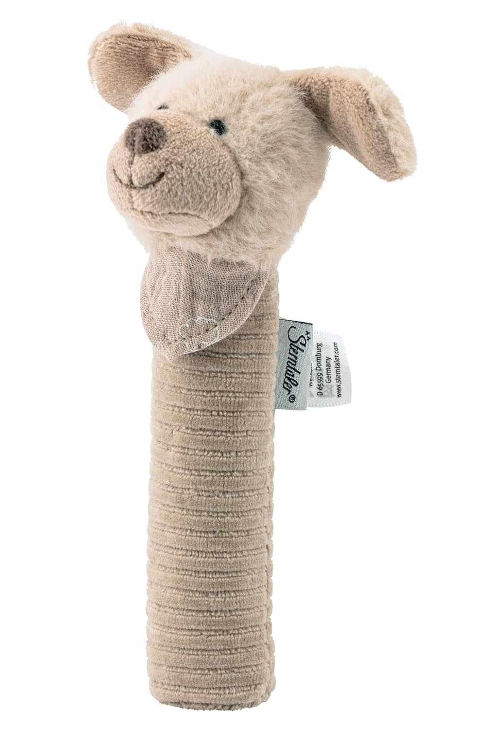Sterntaler Cagnolino cigolante Lucky - Giocattolo per bebè in materiale morbido e soffice con cordino - Giocattolo da catturare per bambini - Primi tentativi di cattura e gioco, grigio-beige Bebe Toys Naty Shop Titolo predefinito