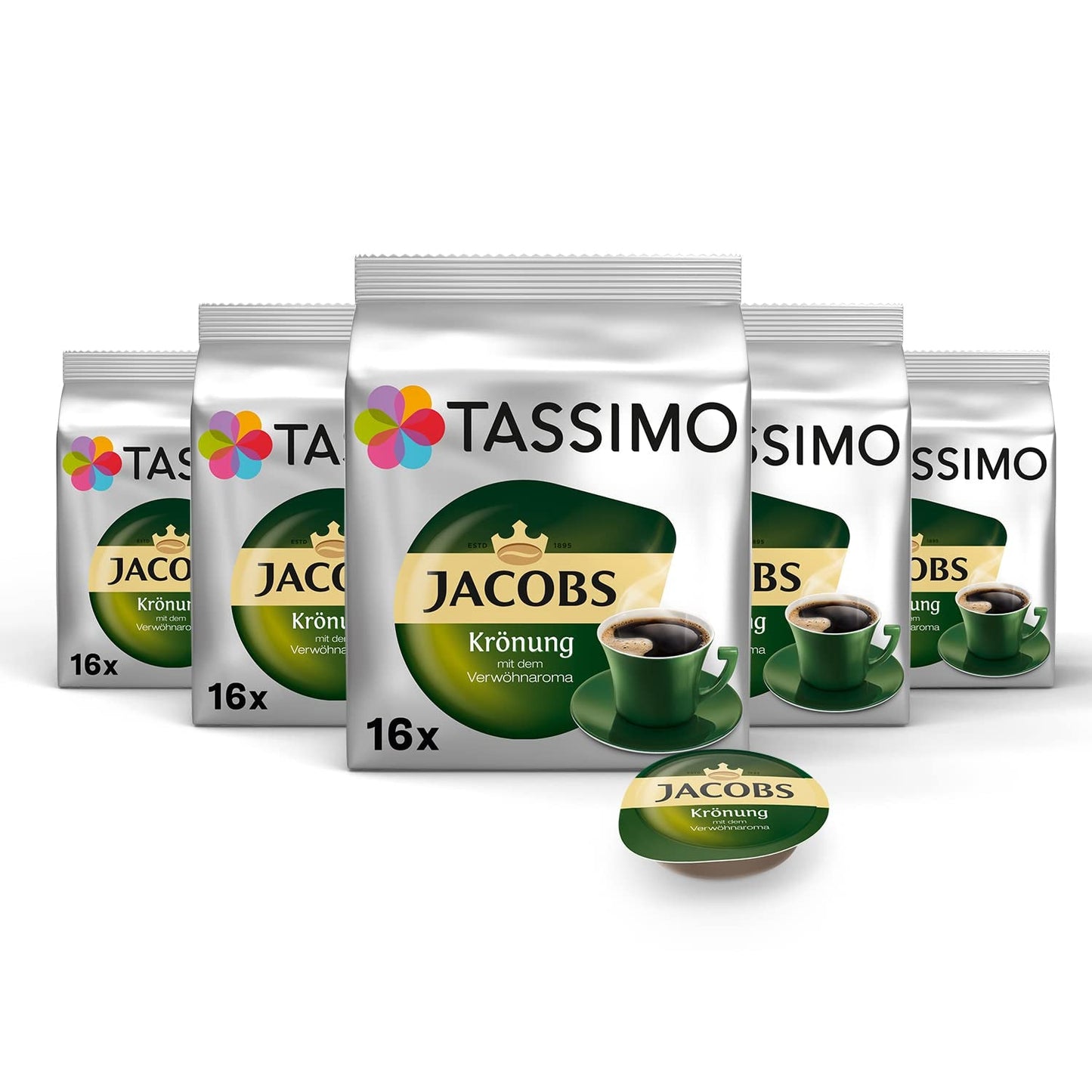 Tassimo Kapseln Jacobs Krönung, 5 x 16 cialde, 80 Kaffeekapseln