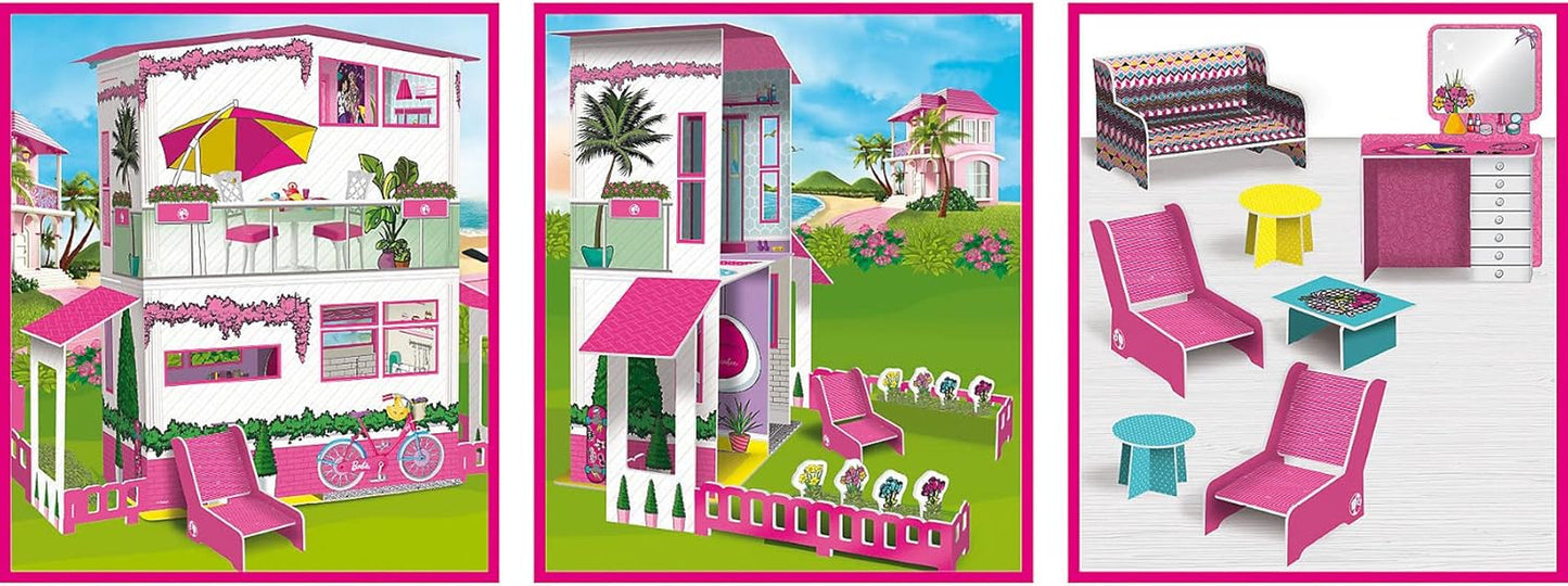 Lisciani - Casa delle Bambole BARBIE - Villa dei Sogni di Barbie su Due Piani - Casa 3D da Costruire, Decorare e Progettare - Giocattolo Creativo da Costruire e Artigianale per Bambini dai 4 Anni in su Case delle Bambole Naty Shop