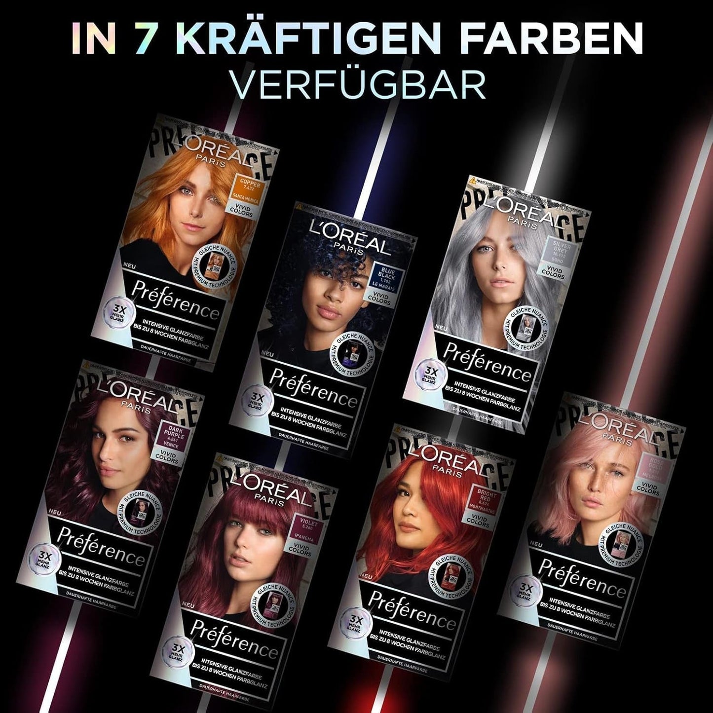 L'Oréal Paris Tinta permanente intensiva per capelli, Fino a 8 settimane di capelli lucenti e colore intenso, Préférence Vivid Colors, Colore: 10.112 SILVER GREY, 1 pz (confezione da 2) Tintura per capelli Naty Shop
