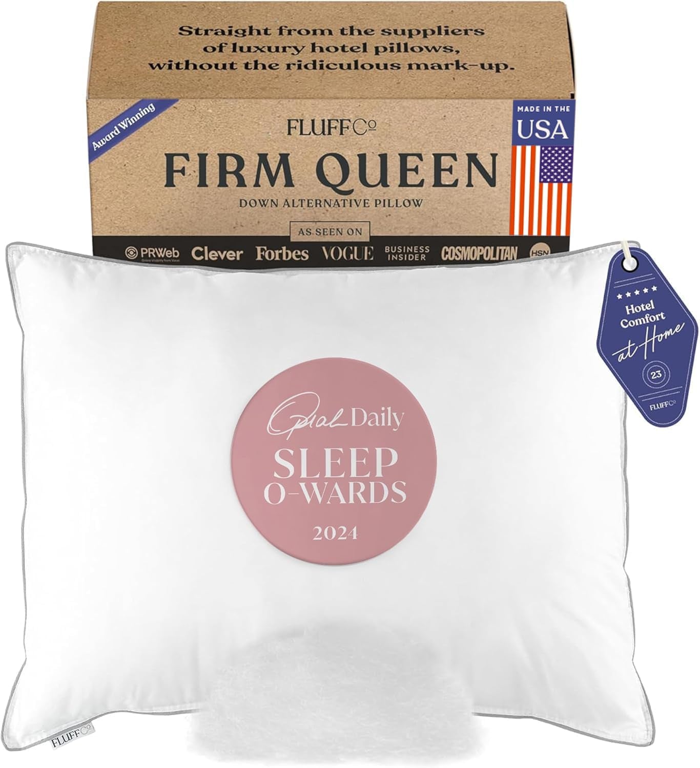 Fluffco Down Cuscino alternativo Cuscino standard per dormire Cuscino Queen Cuscino per letto Cuscino per dormiente laterale Cuscino rinfrescante Cuscino per hotel Cuscino per il collo Cuscino da viaggio (Standard Firm) Cuscini standard Naty Shop Titolo predefinito