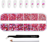 Beadsland 2500 pezzi di vetro per nail art strasssteine ​​​​Kristall Flatback Edelsteine ​​​​Runde, ​​für Handwerk Gemischt 8 Größen SS4 ~ SS30 con picking Pinzette e Stift (Kristall Weiss)