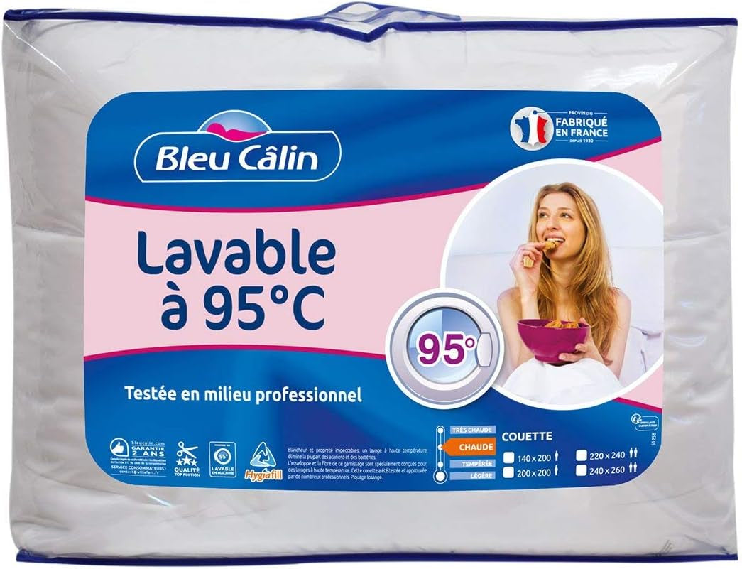Calda trapunta per 1 persona, Hygiafill lavabile a 95°, testata professionalmente, bianco, 140X200Cm, KBOB40 Trapunte e trapunte Naty Shop