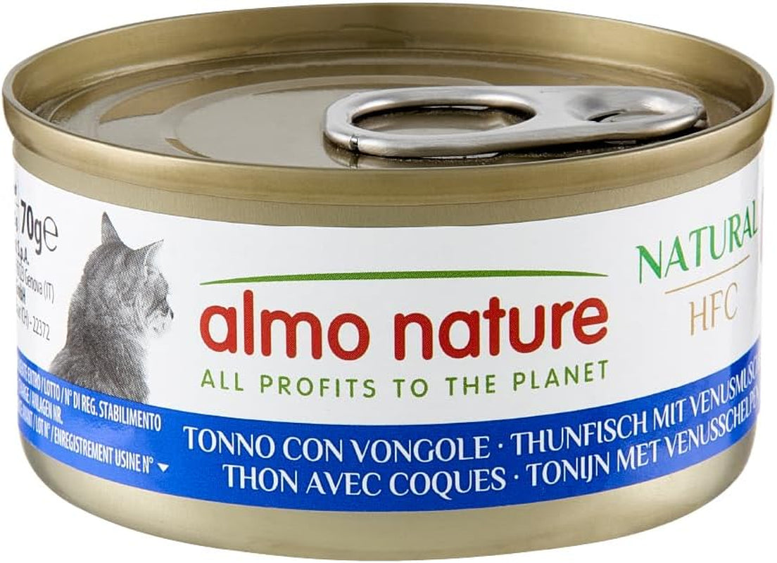 Almo Nature HFC Cibo umido naturale per gatti - Tonno con vongole, confezione da 24 (24 x 70g)