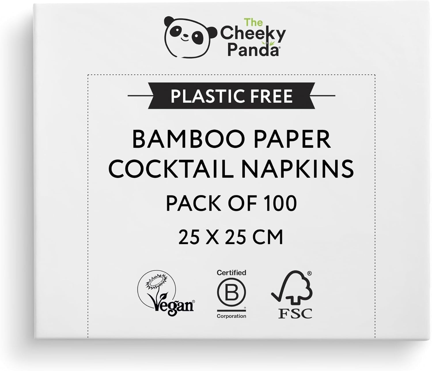 Tovaglioli da cocktail in bambù The Cheeky Panda | tovaglioli bianchi Tovaglioli di carta da 100 pezzi