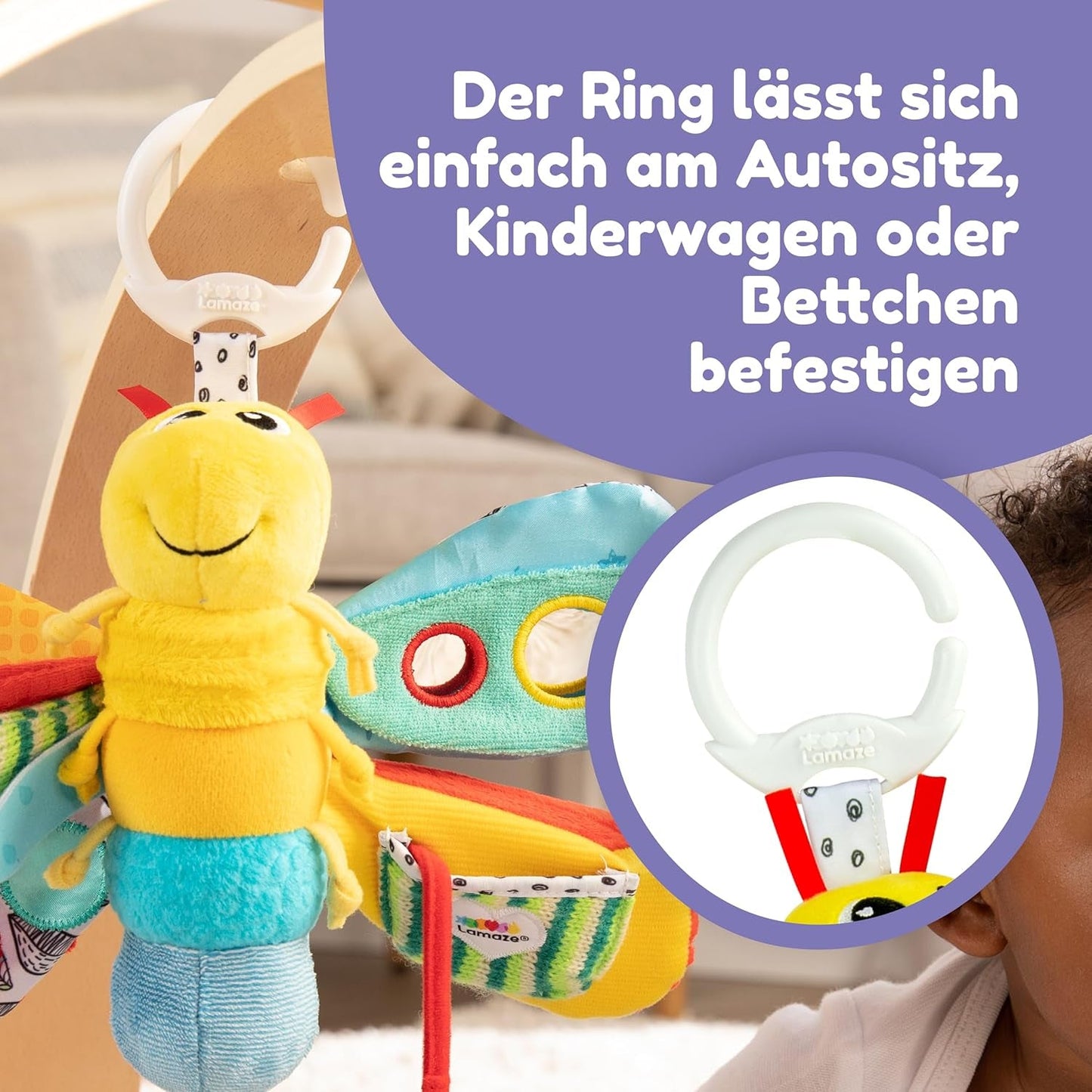 Lamaze Giocattolo per Bambini "Freddie la Lucciola" Clip & Go, Giocattolo di Alta Qualità per i più Piccoli, Ciondolo con Impugnatura per Rafforzare il Rapporto Genitore-Figlio, da 0 Mesi, Diversi Colori Bebe Toys Naty Shop