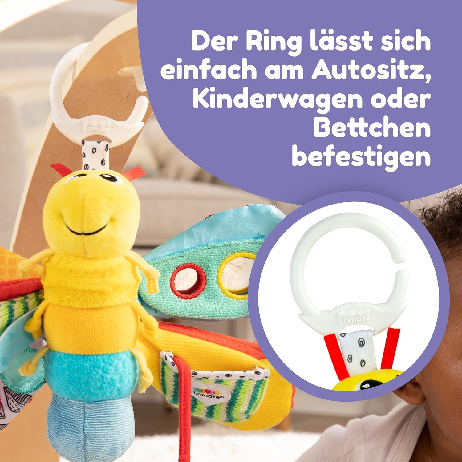 Lamaze Giocattolo per Bambini "Freddie la Lucciola" Clip & Go, Giocattolo di Alta Qualità per i più Piccoli, Ciondolo con Impugnatura per Rafforzare il Rapporto Genitore-Figlio, da 0 Mesi, Diversi Colori Bebe Toys Naty Shop