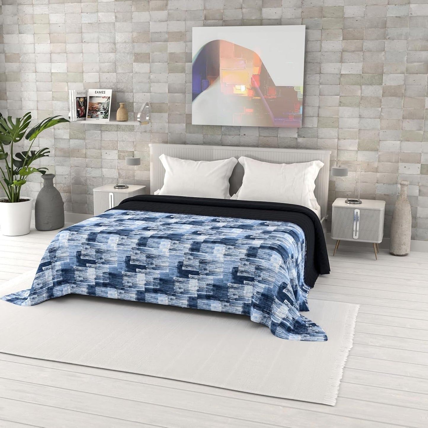 Trapunta estiva stampata fantasia, imbottitura in poliestere, Petali, 260X270Cm Trapunte e trapunte Naty Shop Paint 260X270Cm
