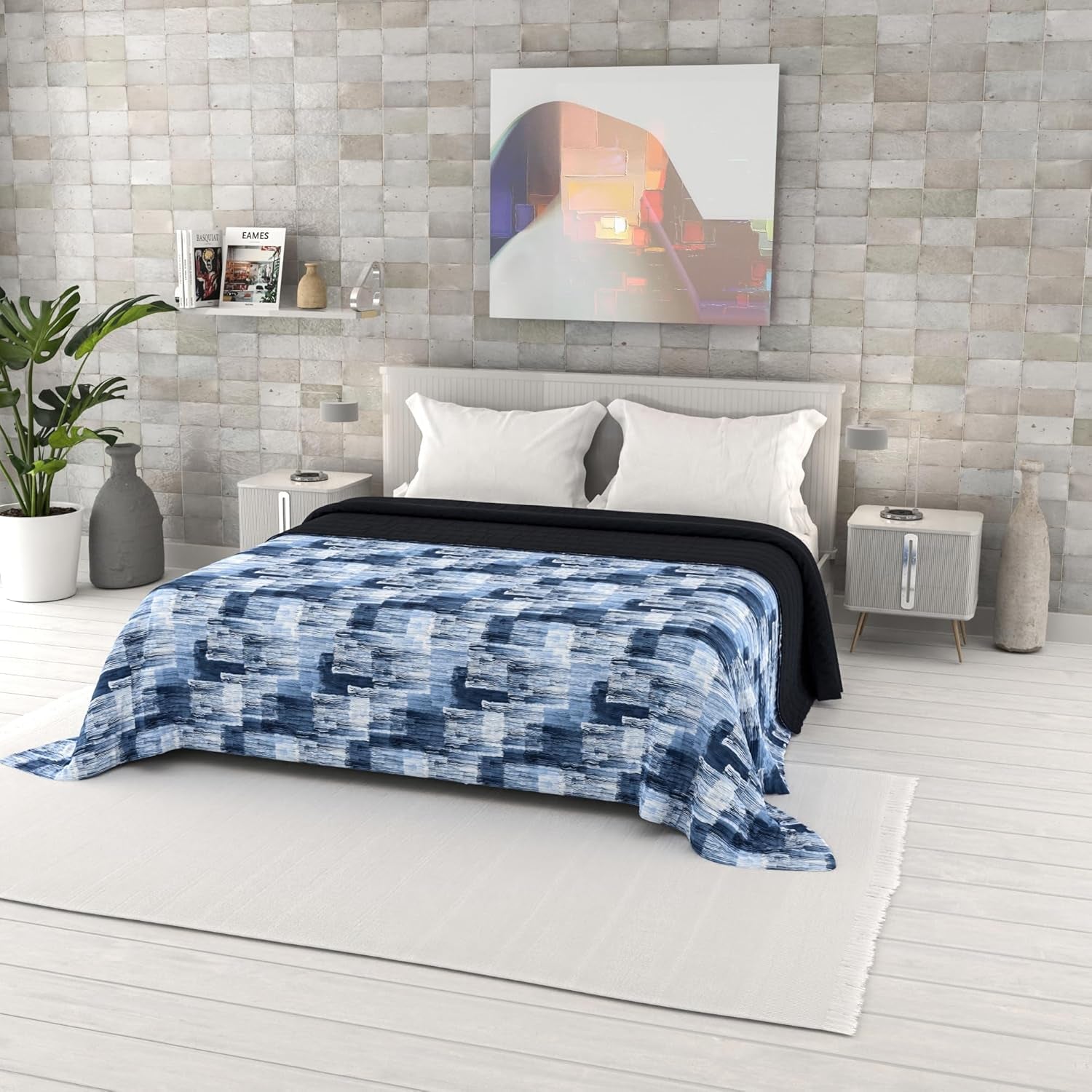 Trapunta estiva stampata fantasia, imbottitura in poliestere, Petali, 260X270Cm Trapunte e trapunte Naty Shop Paint 260X270Cm