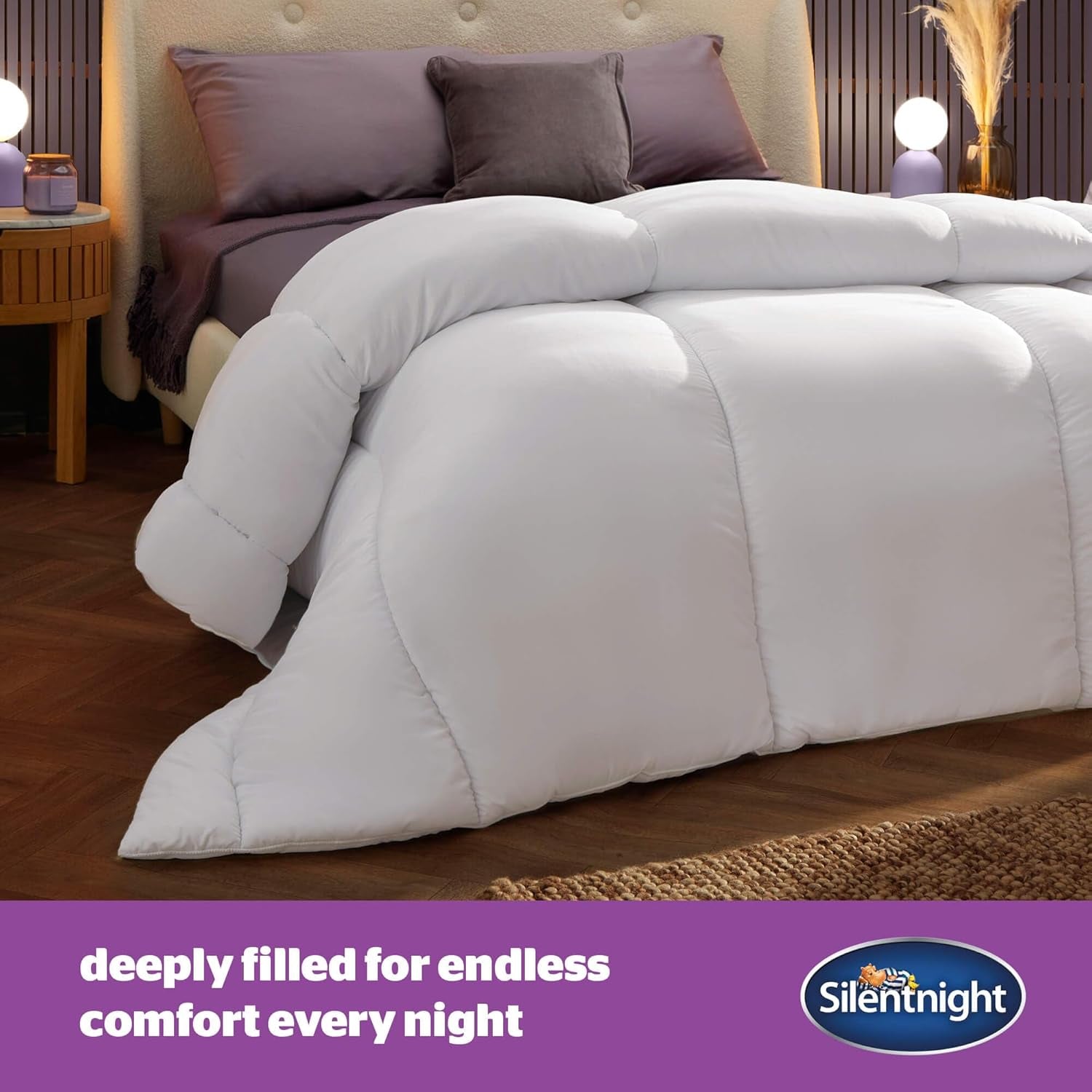 Trapunta Silentnight Deep Sleep, bianca, microfibra, bianca, letto singolo Trapunte e trapunte Naty Shop