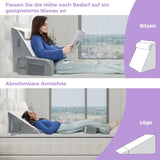 Grande cuscino da lettura con maniglia, schiuma ad alta densità, cuscino ergonomico per la schiena, braccioli, supporto per il collo e poggiatesta, cuscino del sedile reclinabile per dormire, giocare, guardare la TV, per letto e divano