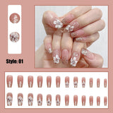 Unghie artificiali Glitter naturali Stampa breve su unghie glitter autoadesive acriliche per donne Ragazze Accessori per nail art 48 pezzi