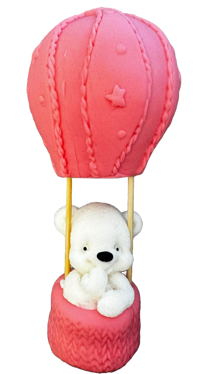 Decorazione in zucchero commestibile, Orsetto in palloncino Decorazioni di Pasta di Zucchero Naty Shop
