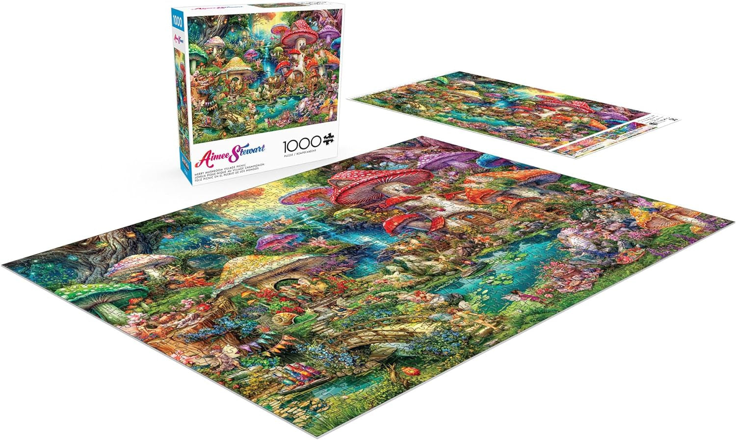 Buffalo Games - Aimee Stewart - Merry Mushroom Village Picnic - Puzzle da 1000 pezzi per adulti, puzzle impegnativo, perfetto per serate di gioco - Dimensioni già pronte 26,75 x 19,75 cm Puzzle Naty Shop