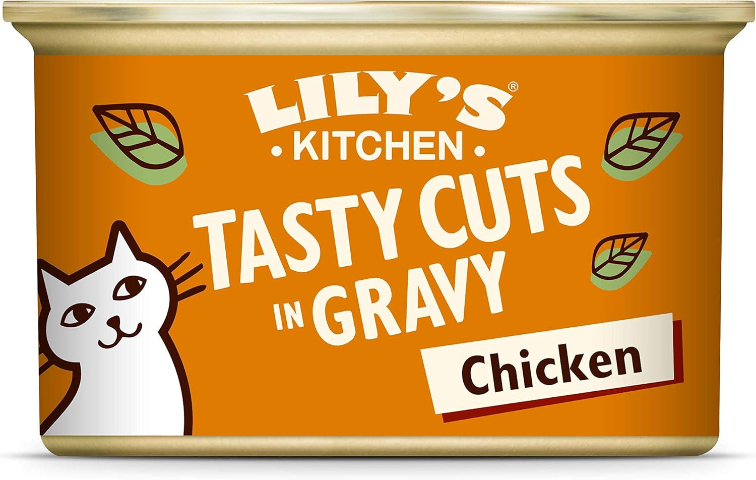 Lily's Kitchen Alimento umido naturale per gatti adulti, in scatola, gustosi pezzi in salsa di pollo, ricetta senza cereali (24 vassoi x 85 g)