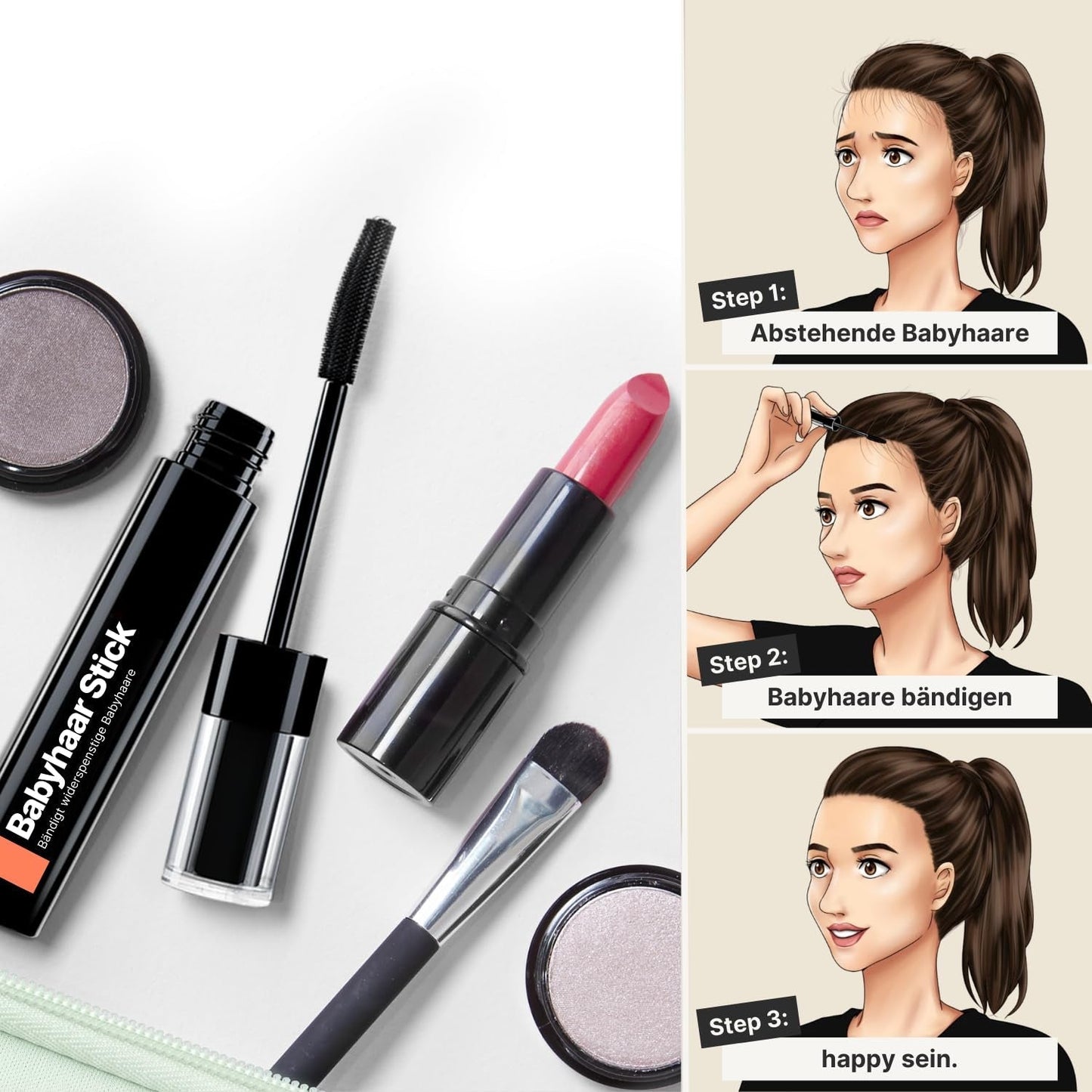 IMPERIO Hair Finishing Stick per capelli di bambini - Mascara premium per capelli di bambini per domare i capelli fini e spezzati - Tintura per capelli trasparente 12ml Naty Shop
