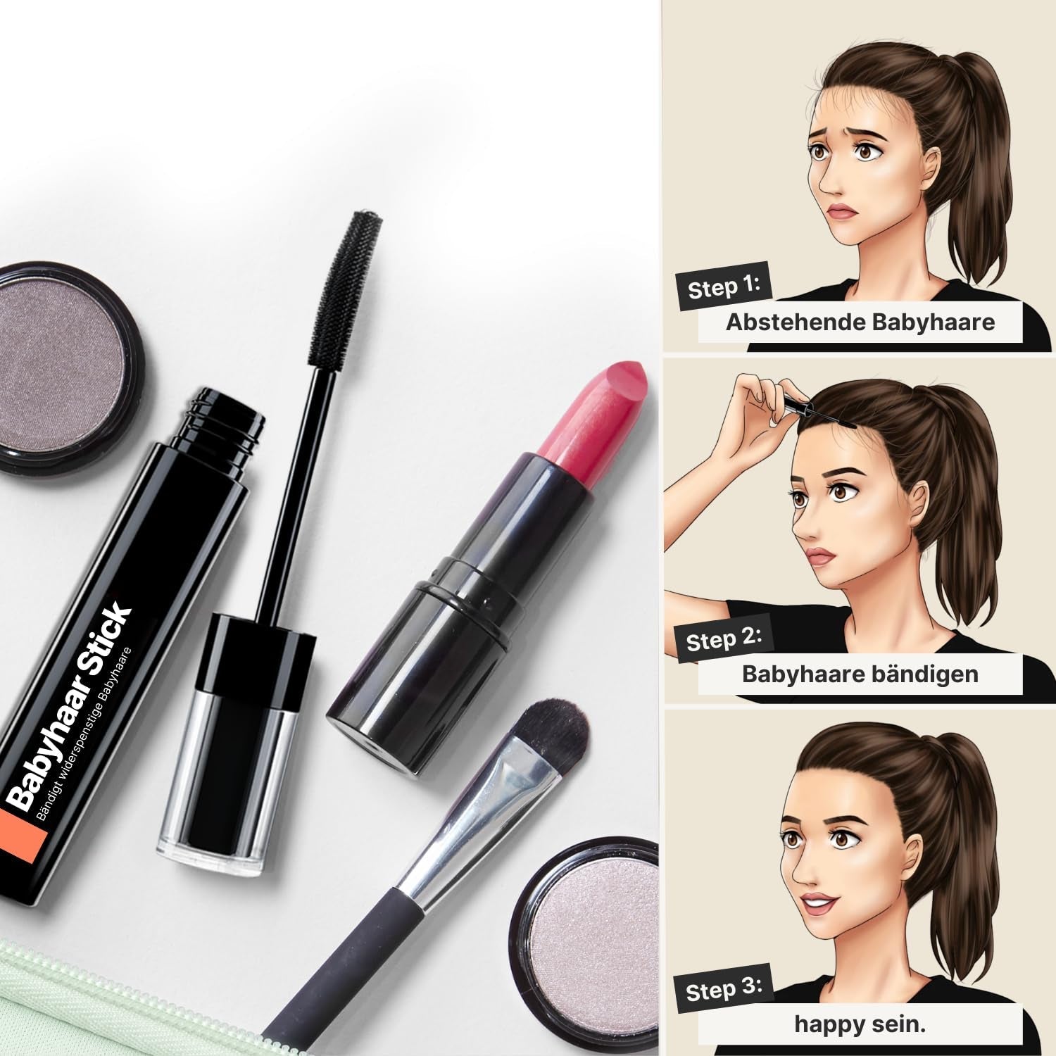 IMPERIO Hair Finishing Stick per capelli di bambini - Mascara premium per capelli di bambini per domare i capelli fini e spezzati - Tintura per capelli trasparente 12ml Naty Shop